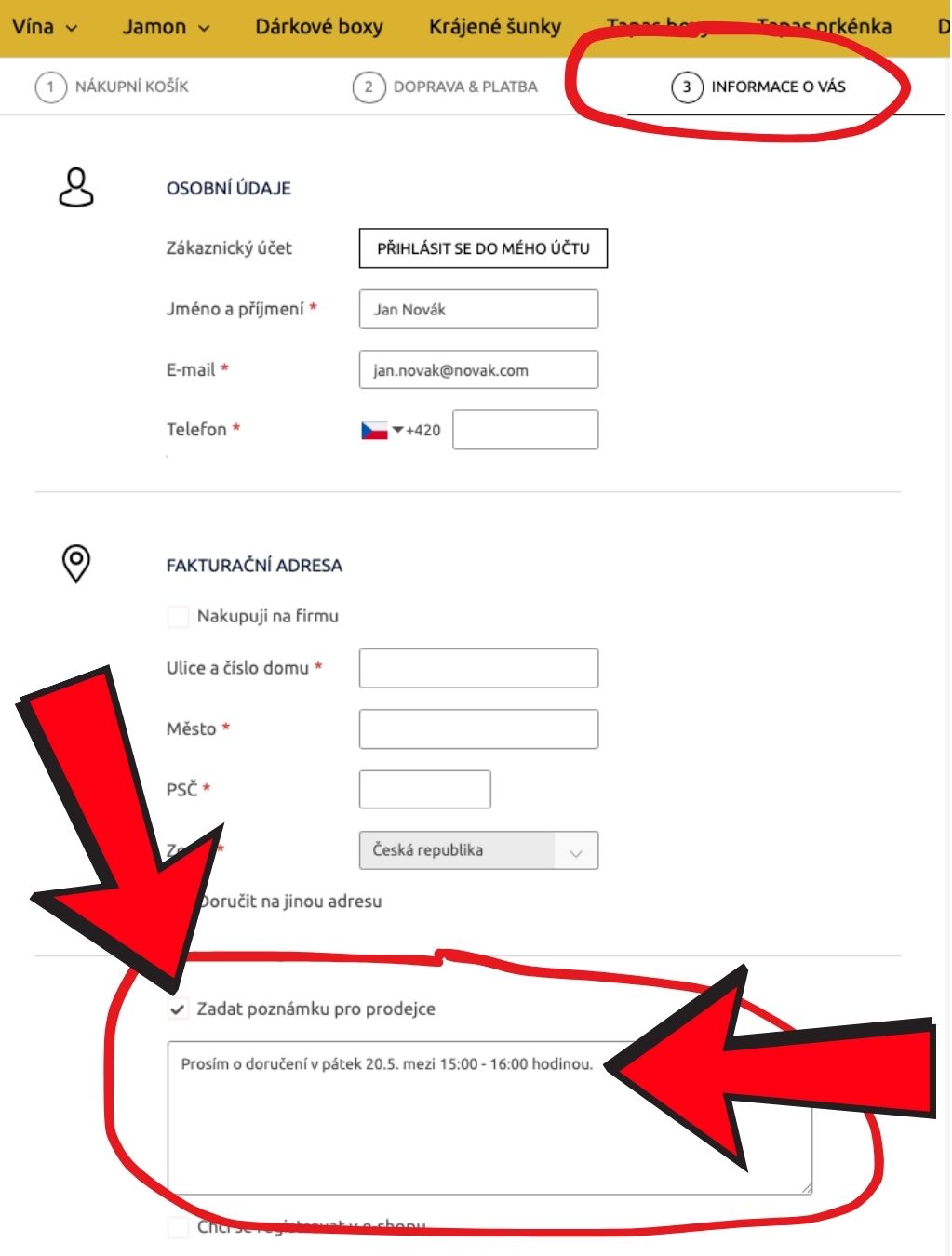 Poznámka pro prodejce